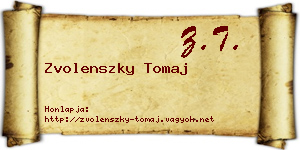 Zvolenszky Tomaj névjegykártya